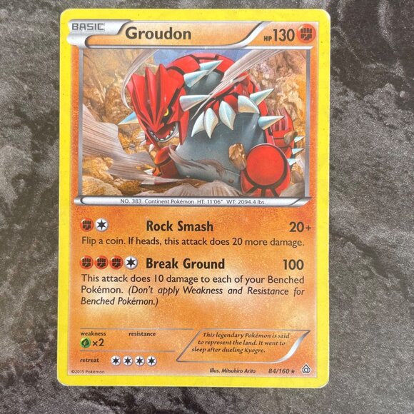 Groudon Pokémon Card Basic 130 HP 84/160 Holo Rare 2015 Excellent Condition - Picture 3 of 7